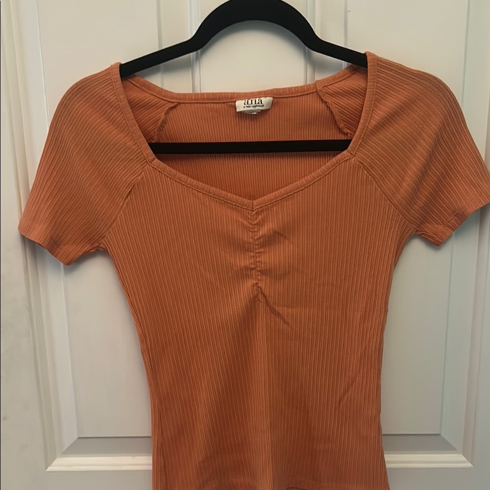 Orange Fitted Ribbed Top